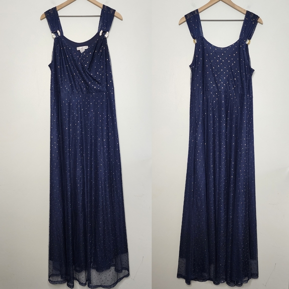 Roaman's Blue Ruched Tiered Gown Size 20 - Picture 1 of 7